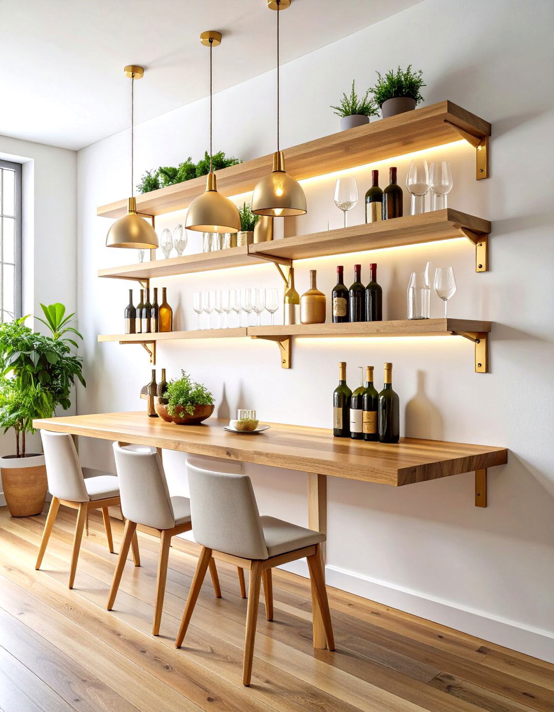 Wall Mounted Floating Bar Shelves - 24 Home Bar Ideas On A Budget