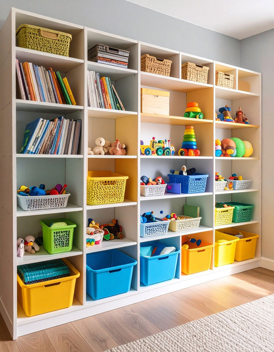 Wall Mounted Floating Shelves - 24 Playroom Storage Ideas