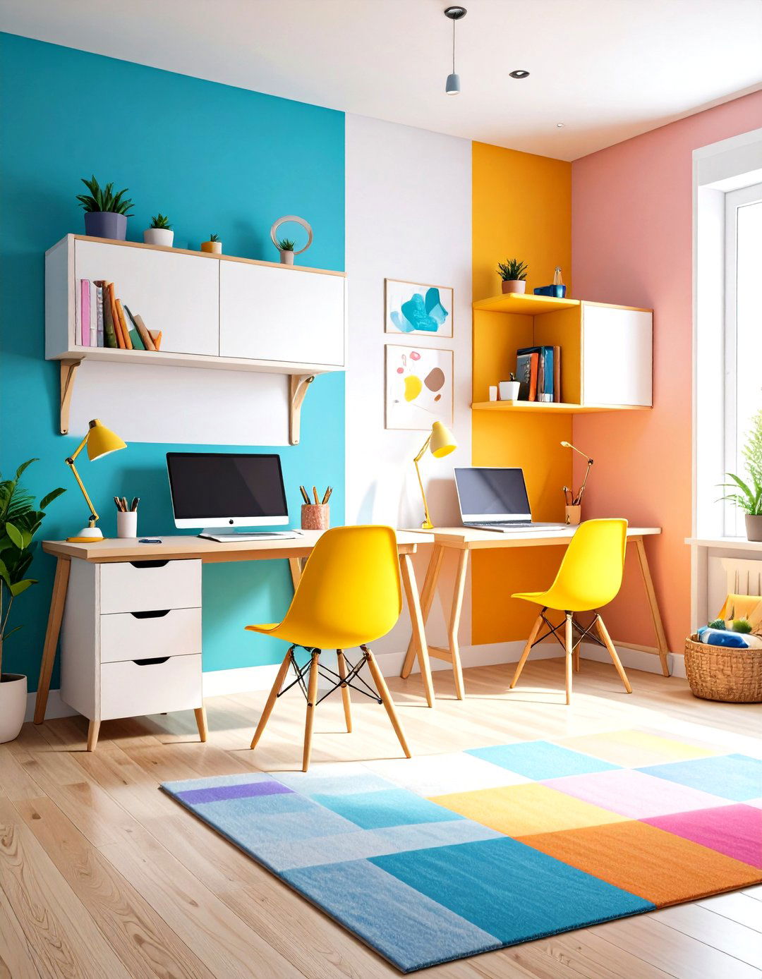 Wall Mounted Folding Desks - 24 Shared Bedroom Ideas for Small Rooms