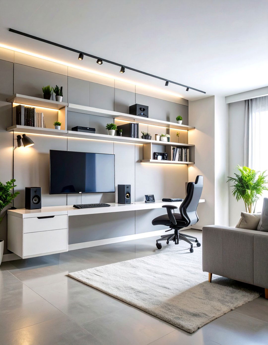 Wall Mounted Gaming Station - 24 Gamer Girl Room Ideas