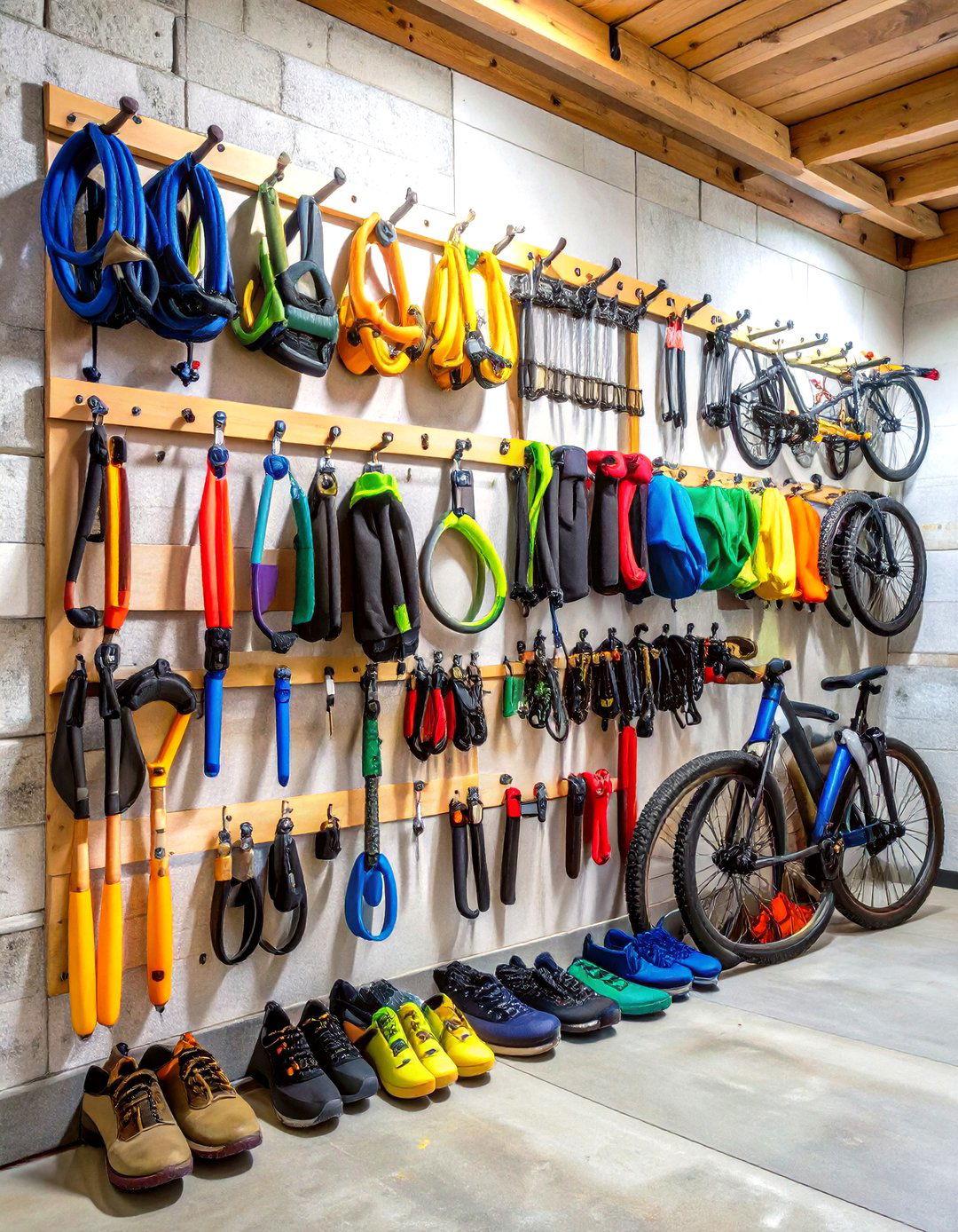 Wall Mounted Hook Systems - 24 Basement Storage Ideas