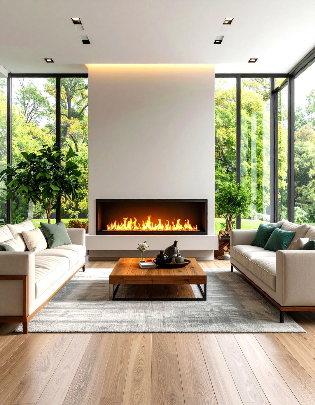 Wall Mounted Linear Electric Fireplace Design - 24 Electric Fireplace Ideas