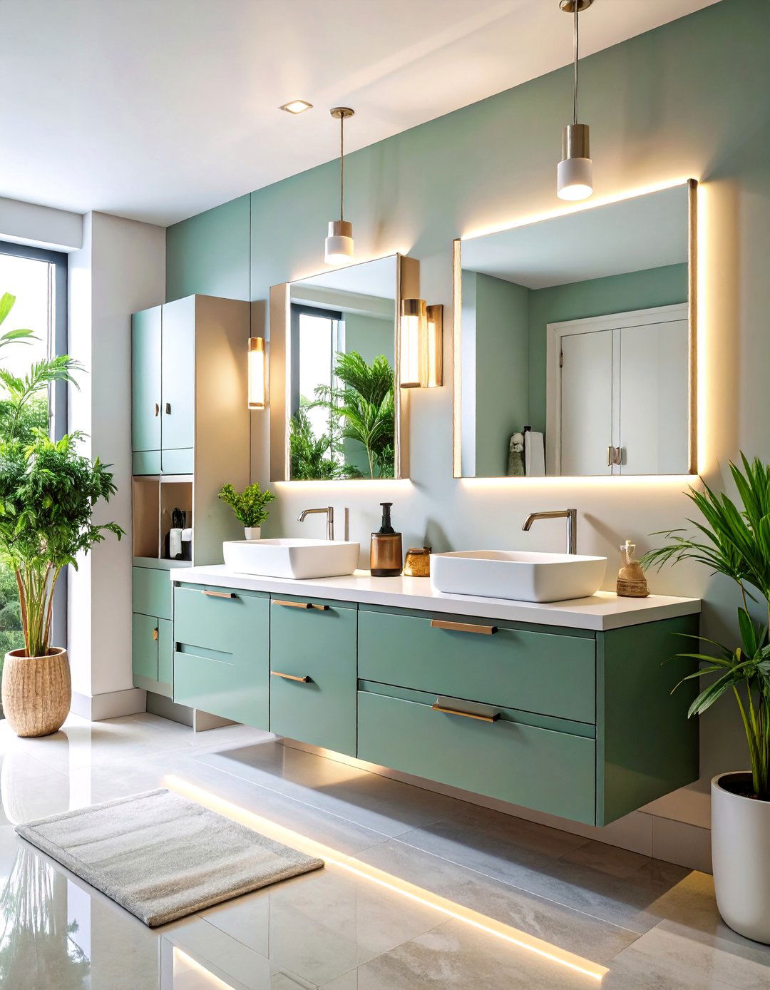 Wall Mounted Medicine Cabinet with LED Lighting - 24 Bathroom Wall Storage Ideas