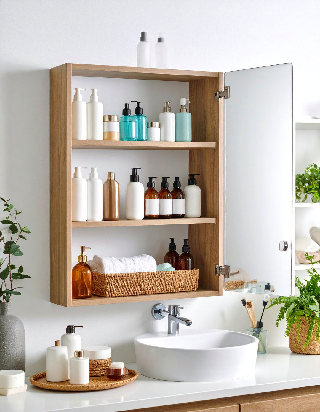 Wall Mounted Medicine Cabinet - 24 Small Bathroom Shelving Ideas