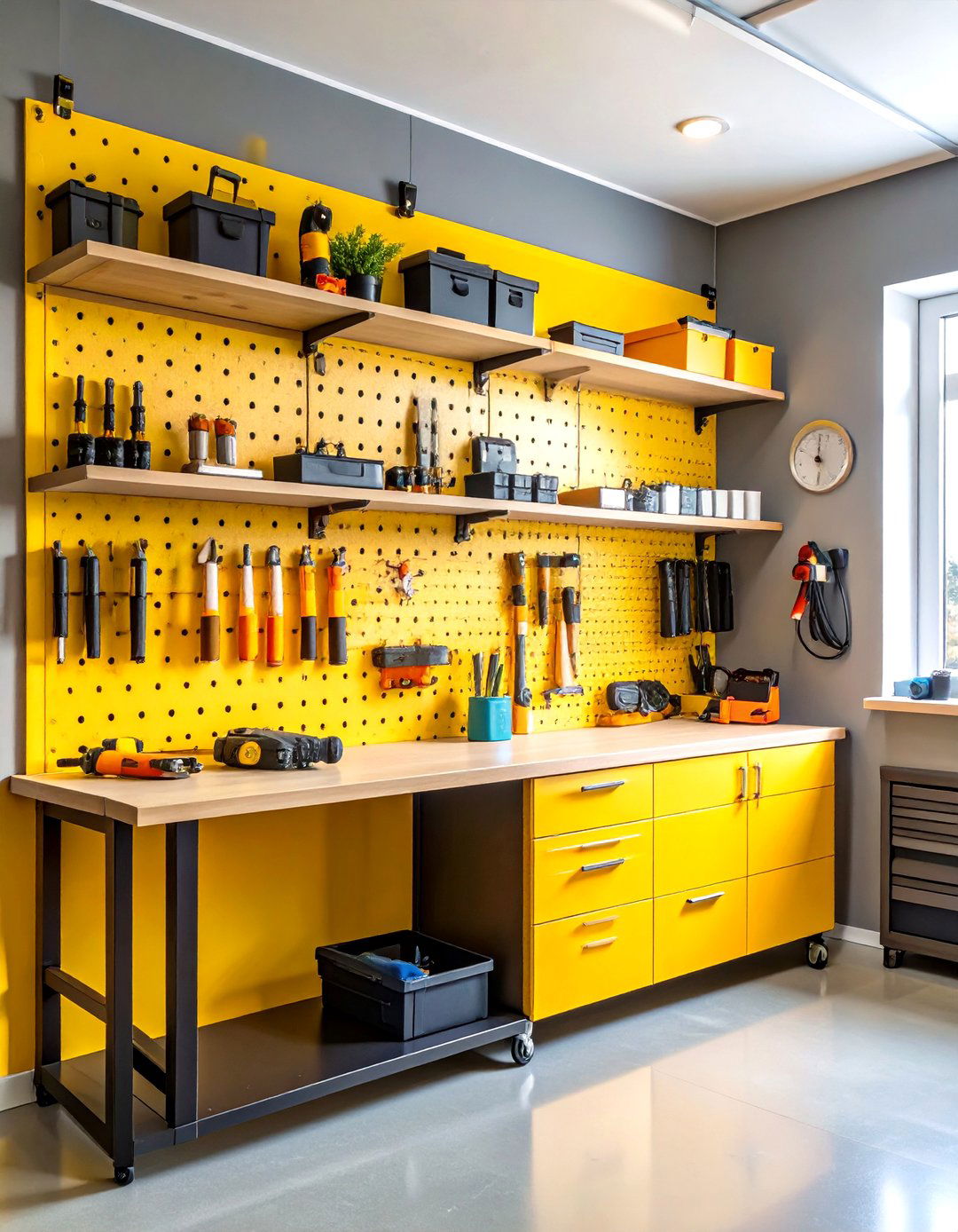 Wall Mounted Pegboard Charging Station - 24 Power Tool Storage Ideas
