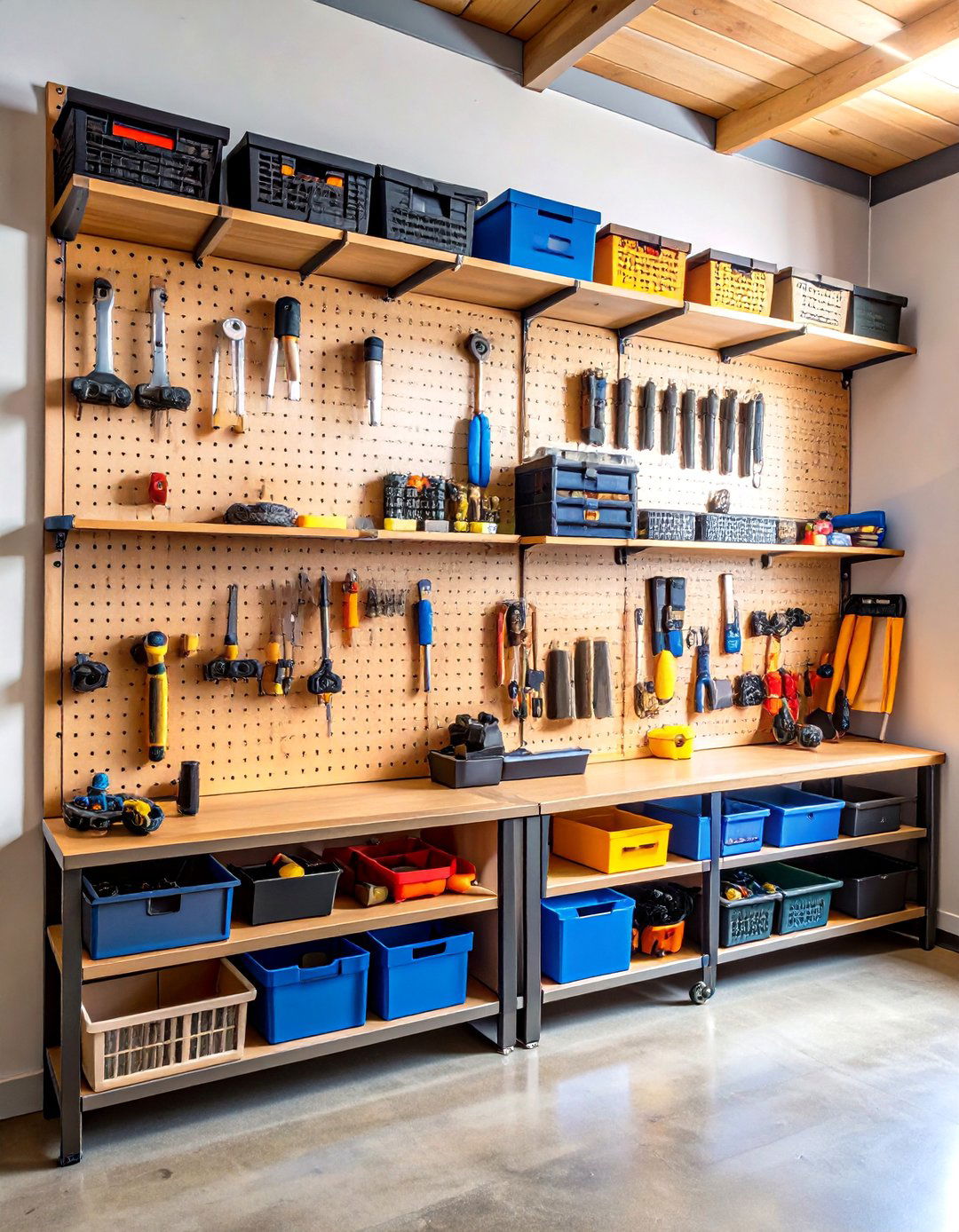 Wall Mounted Pegboard Storage System - 24 Garage Storage Ideas