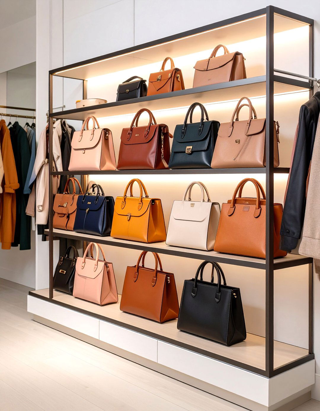 Wall Mounted Purse Display Cabinet with Glass Doors - 24 Purse Storage Ideas