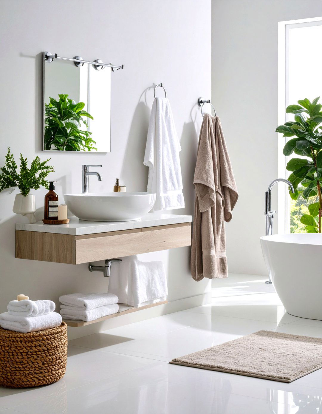 Wall Mounted Towel and Hook System - 24 Pedestal Sink Storage Ideas