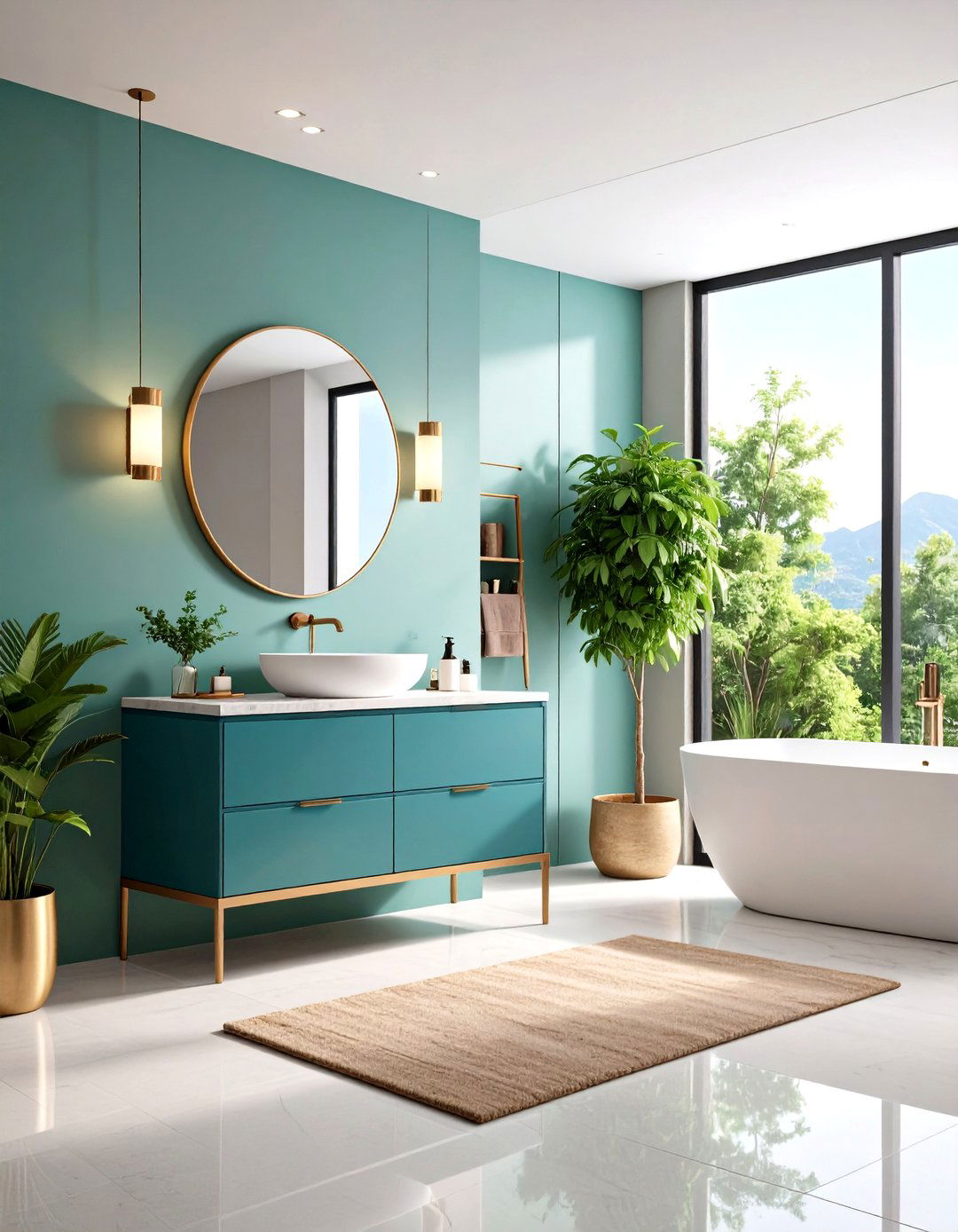 Wall Mounted Vanity with Floating Nightstand - 24 Bathroom Furniture Ideas