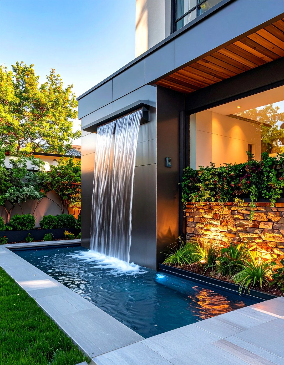 Wall Mounted Water Feature - 24 Backyard Fountain Ideas