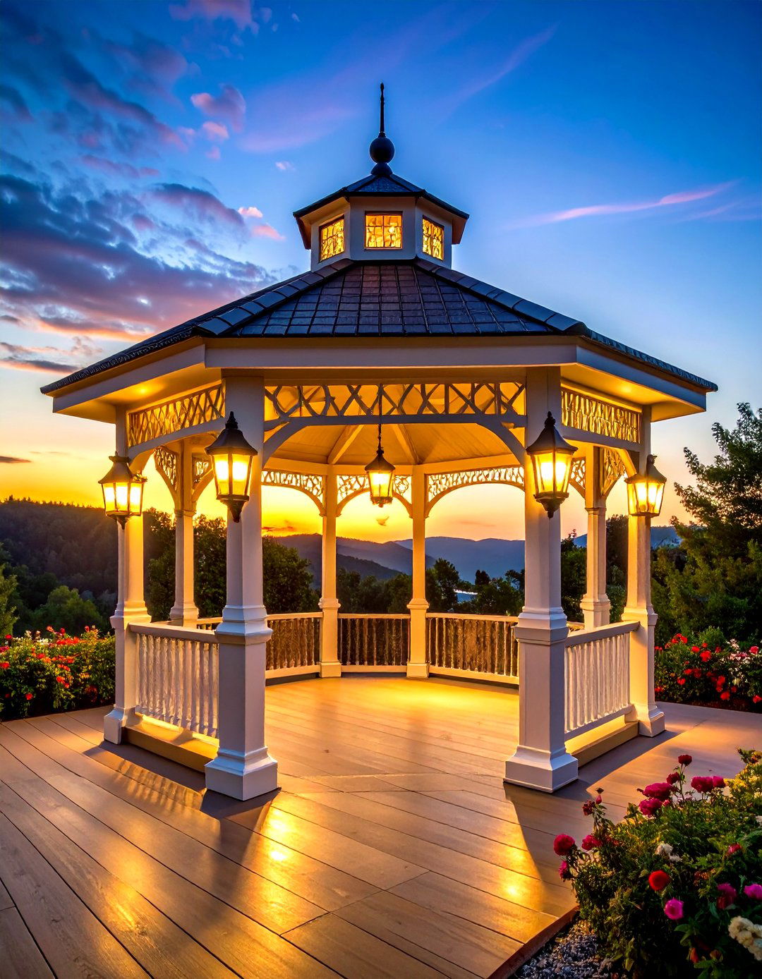 Wall Sconce Perimeter - 24 Gazebo Lighting Ideas
