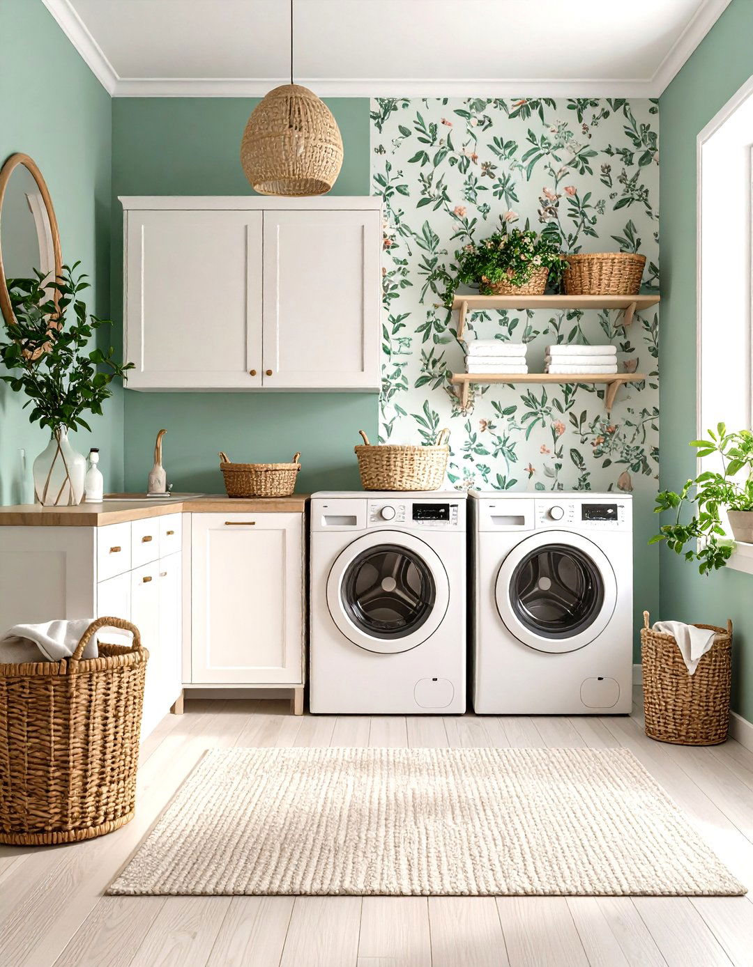 Wallpaper Accent Laundry Room - 24 Farmhouse Laundry Room Ideas