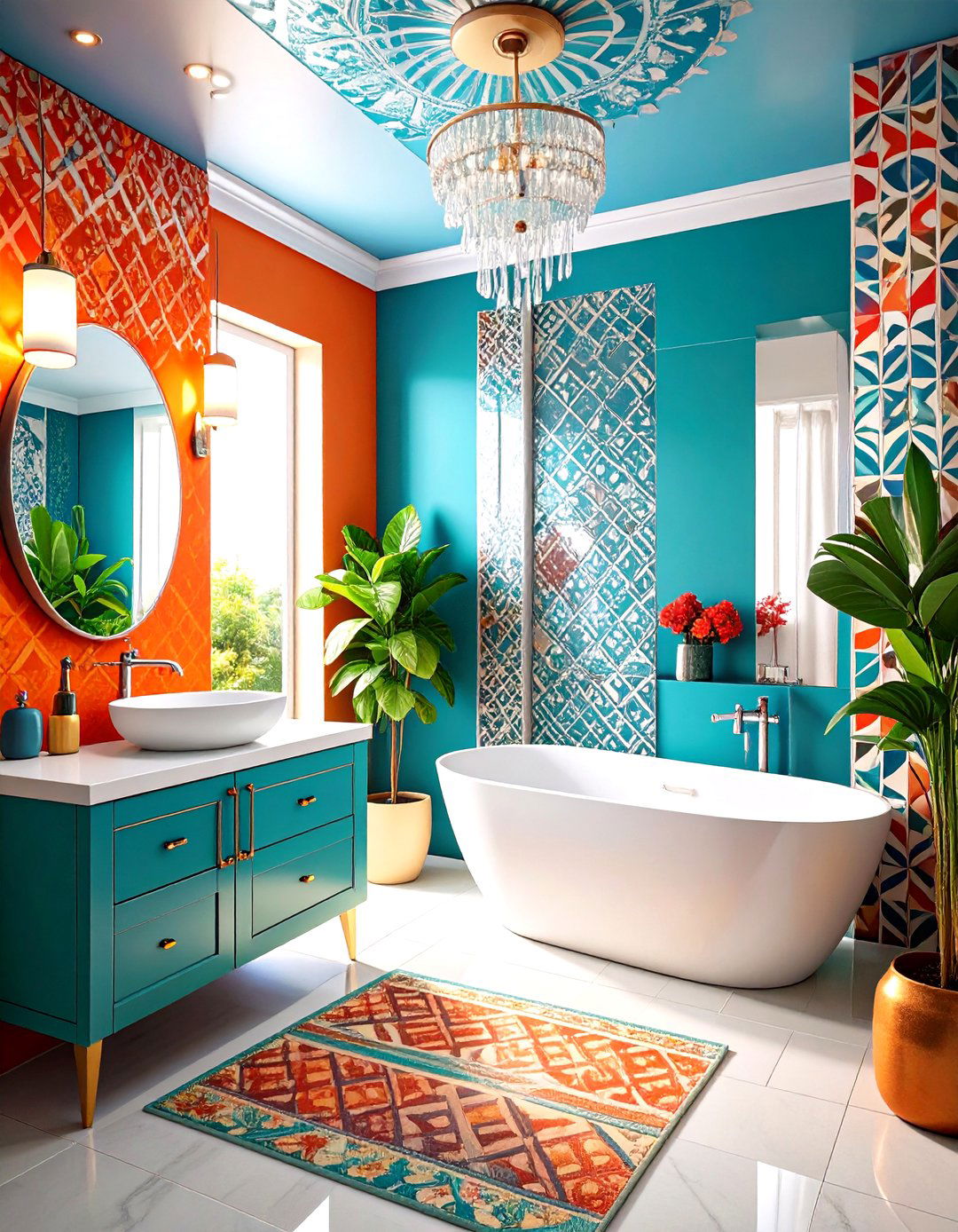 Wallpaper Ceiling Treatment - 24 Small Powder Room Ideas