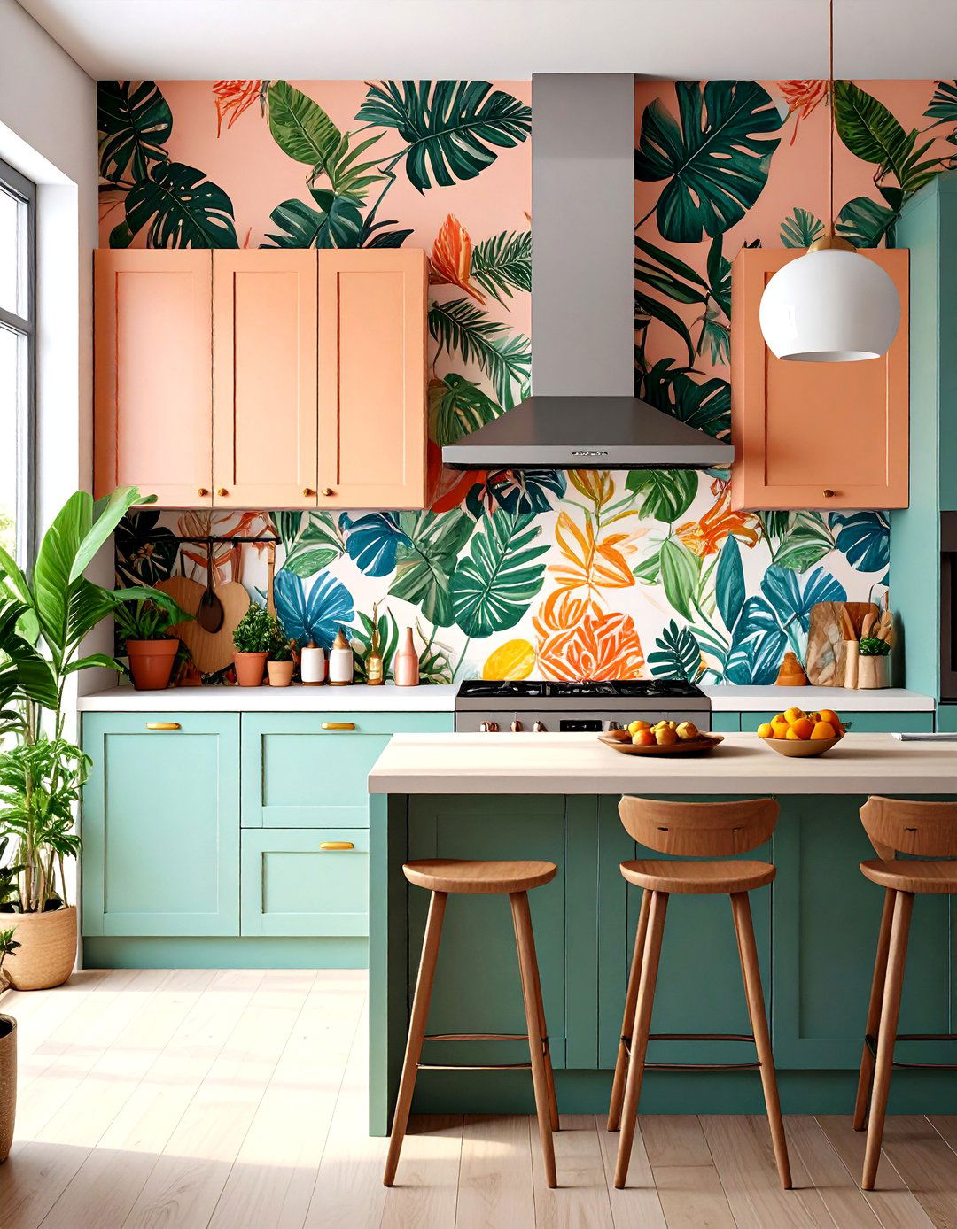 Wallpaper Pattern Kitchen Feature Wall - 24 Kitchen Accent Wall Ideas