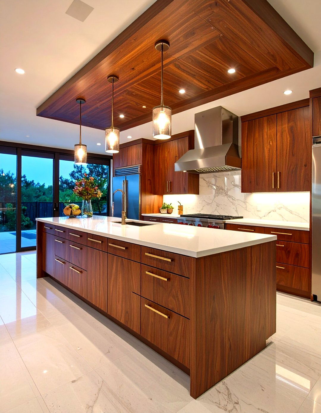 Walnut Slab Cabinet Kitchen Design