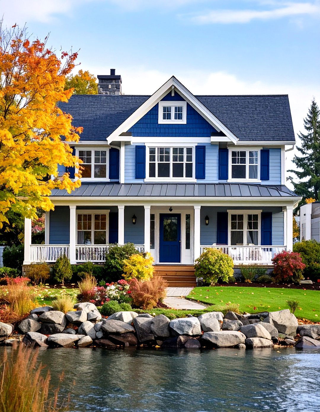 Warm Alabaster Retreat - 24 Lake House Exterior Colors Ideas
