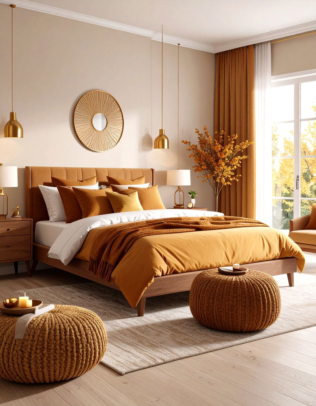 Warm Amber Bedroom Sanctuary - 24 Fall Bedroom Decor Ideas