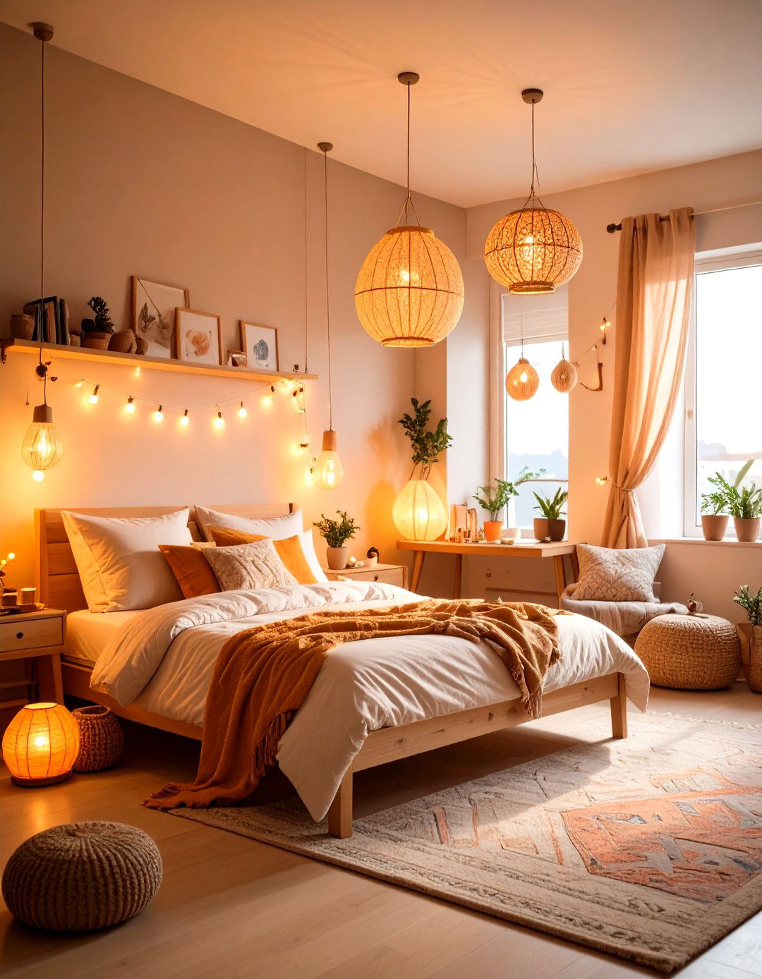 Warm Ambient Lighting Haven - 24 Boho Dorm Room Ideas