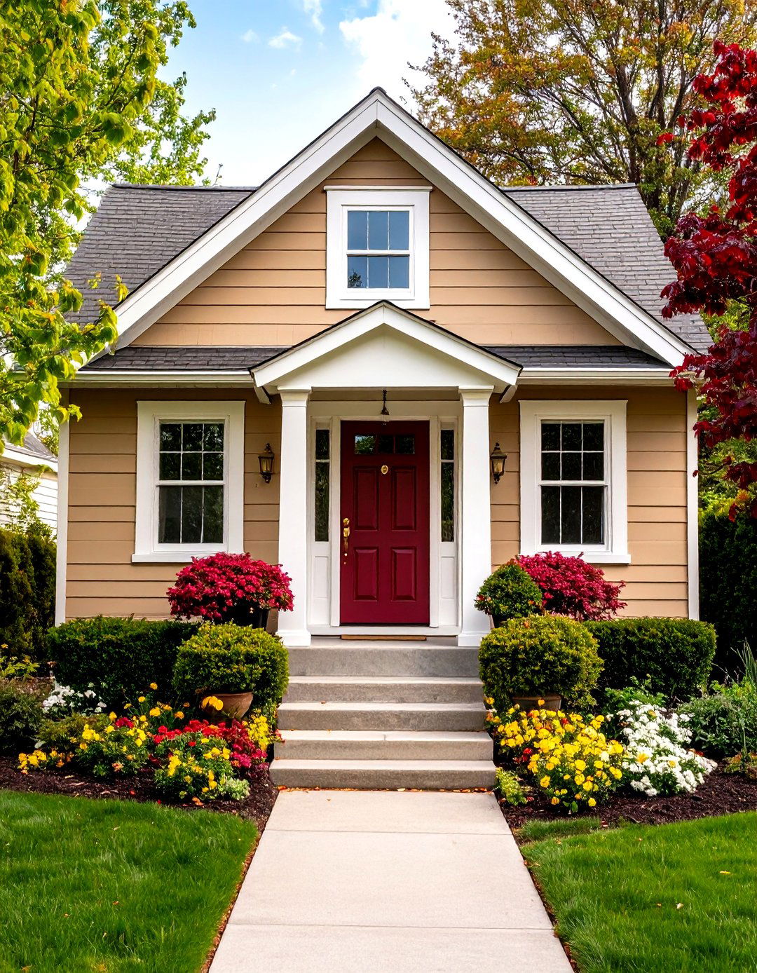 Warm Beige Comfort - 24 Exterior Color Palettes for Small Homes