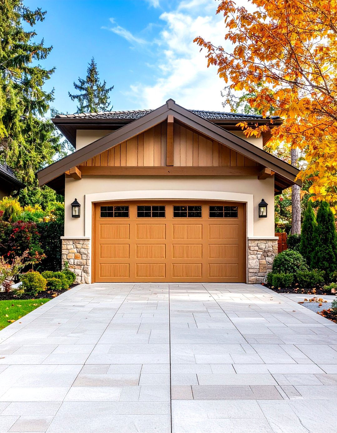 Warm Beige Garage Door - 24 Garage Door Paint Ideas