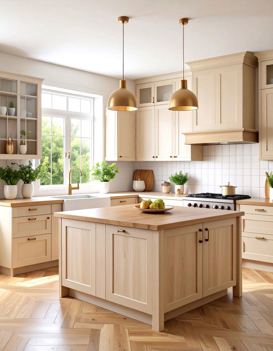 Warm Beige Kitchen with Natural Wood - 24 Kitchen Color Ideas