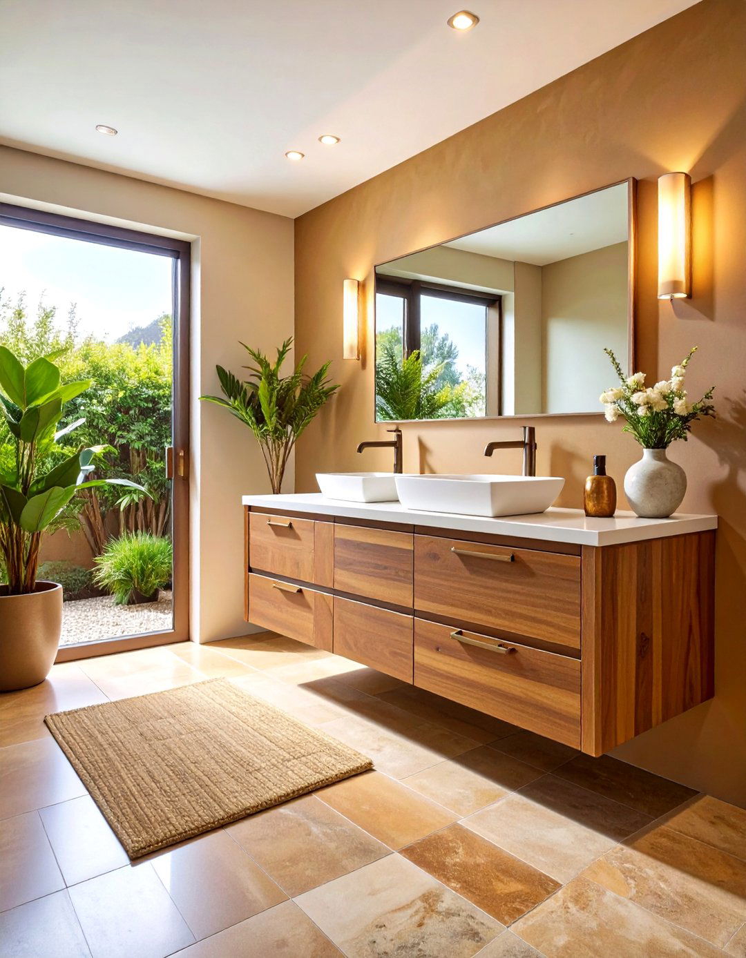 Warm Brown Minimalist Spa - 24 Brown Bathroom Ideas