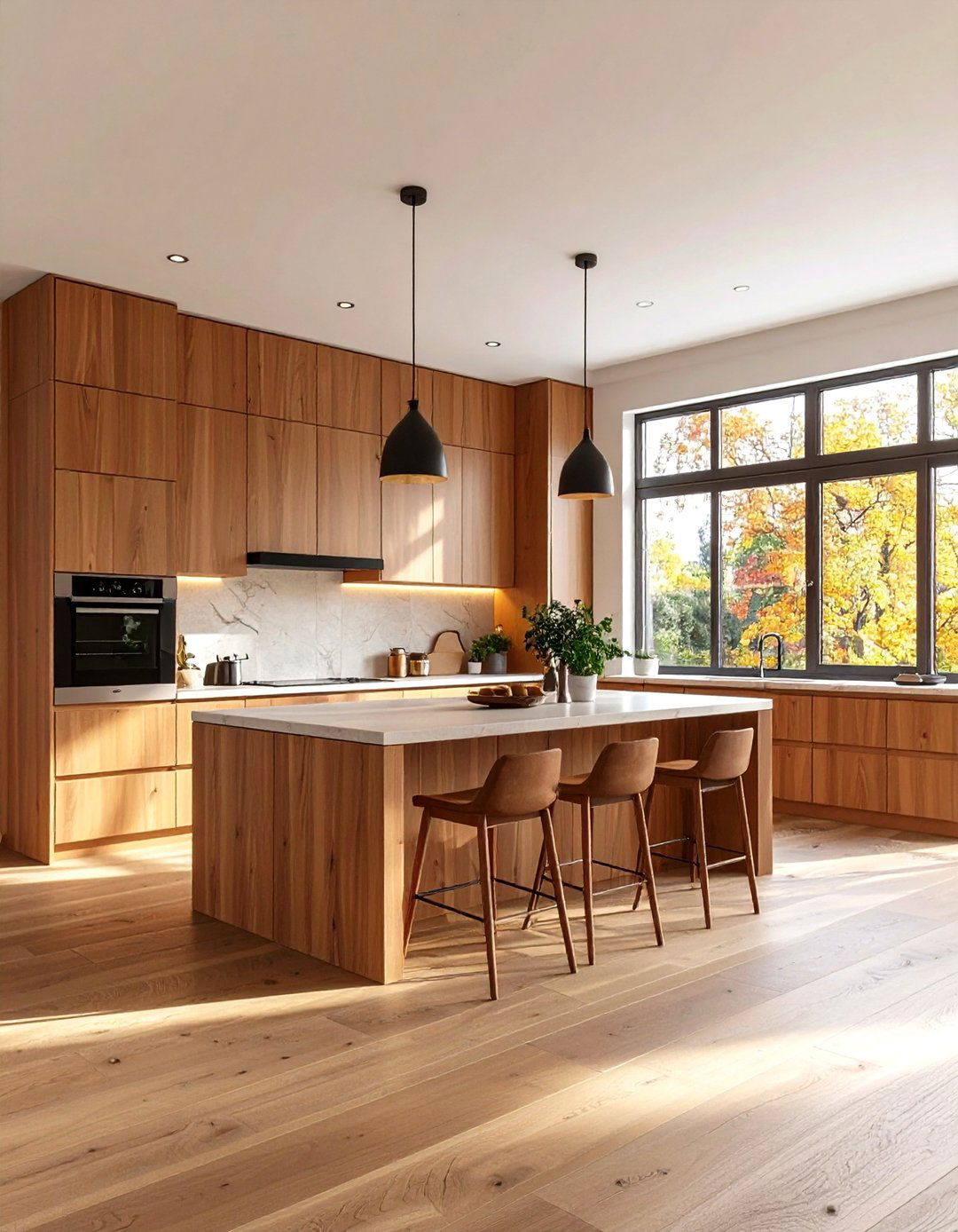 Warm Brown Open Concept Kitchen - 24 Brown Kitchen Ideas