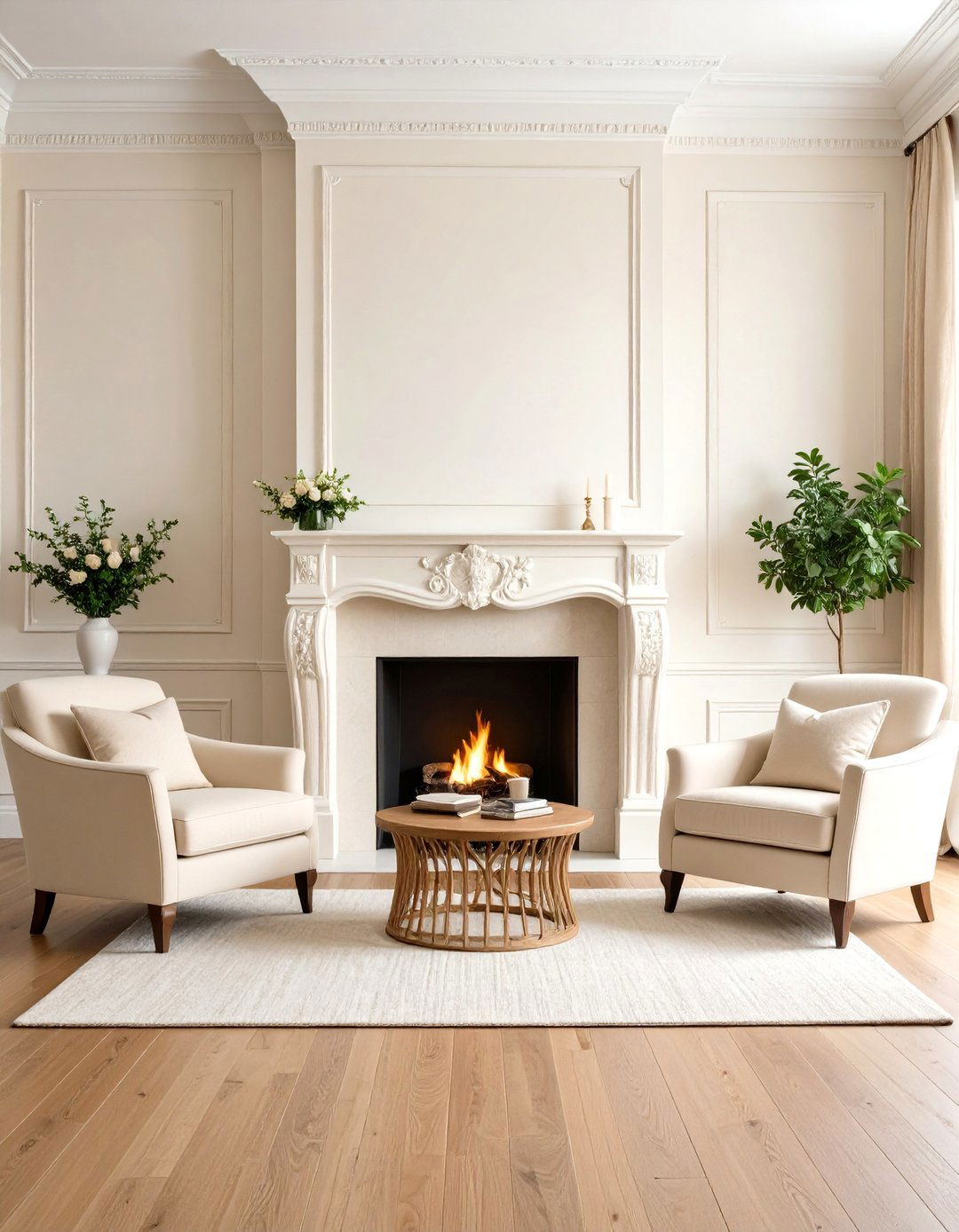 Warm Cream Classic Comfort - 24 Fireplace Paint Ideas