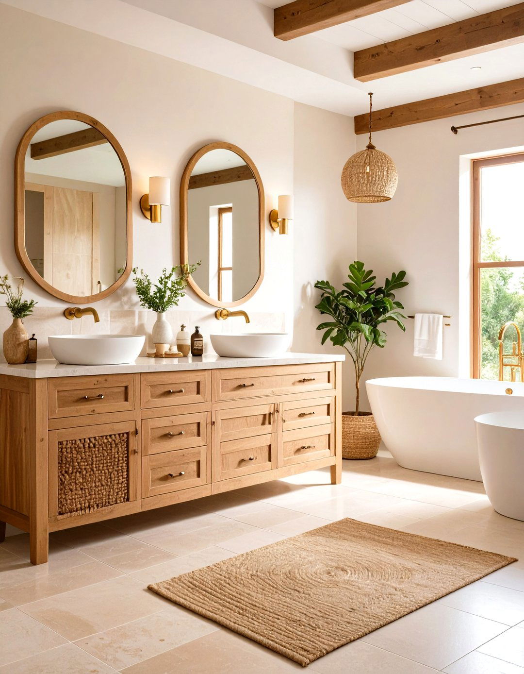 Warm Earthy Neutral Hall Bathroom - 24 Hall Bathroom Ideas