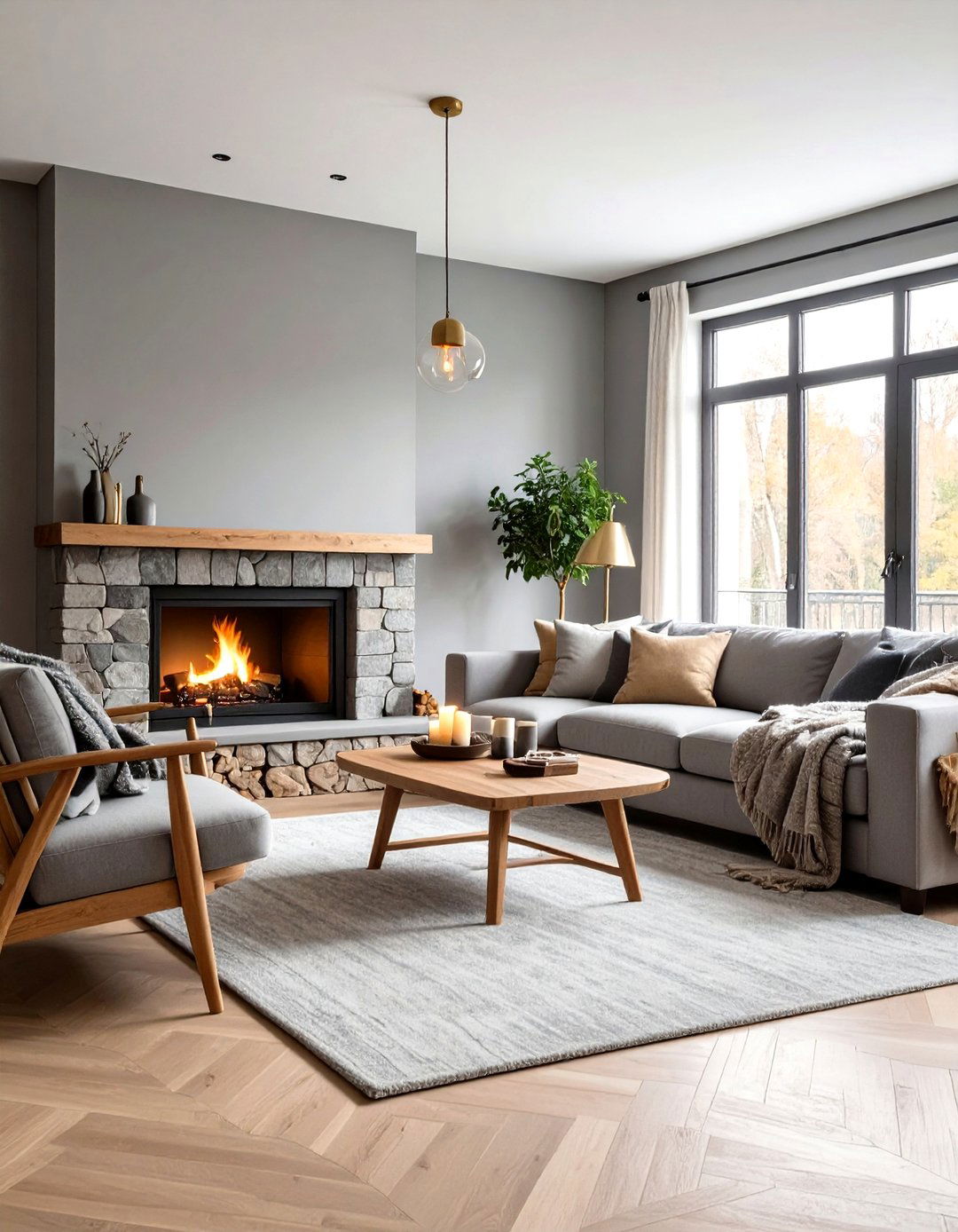 Warm Gray Cozy Living Room - 24 Gray Living Room Ideas