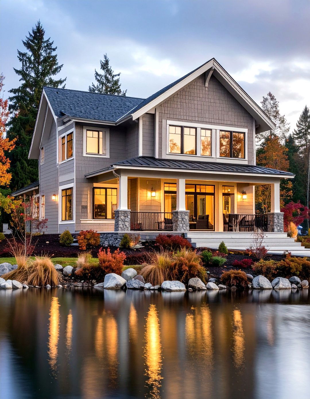 Warm Greige Balance - 24 Lake House Exterior Colors Ideas