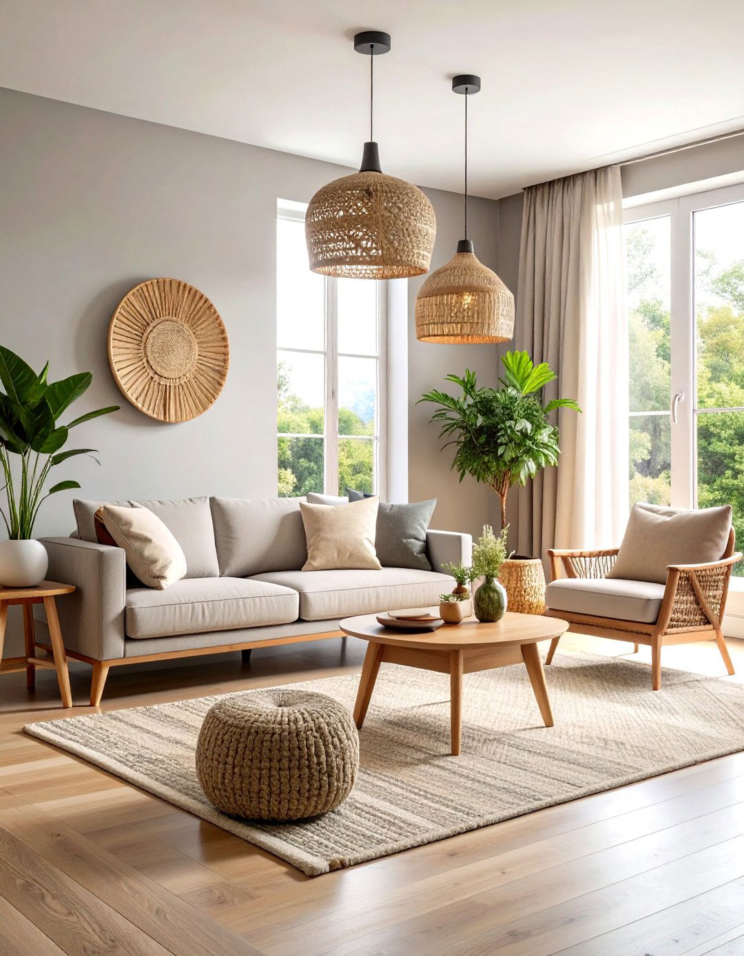 Warm Grey Wood Combination - 24 Grey and White Living Room Ideas