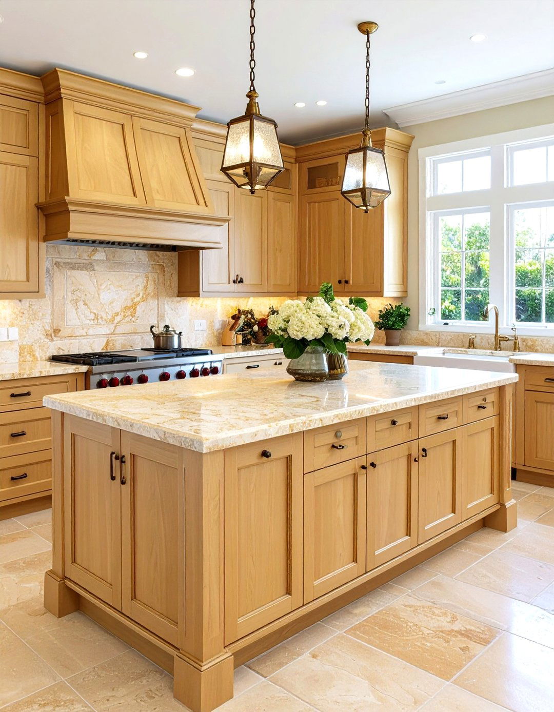 Warm Honey Limestone Textures - 24 what color countertops go with oak cabinets