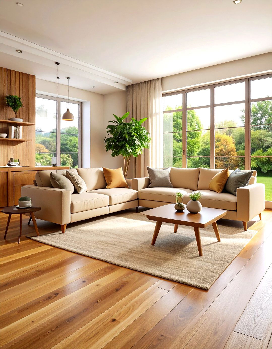 Warm Honey Oak Hardwood Flooring - 24 Living Room Flooring Ideas