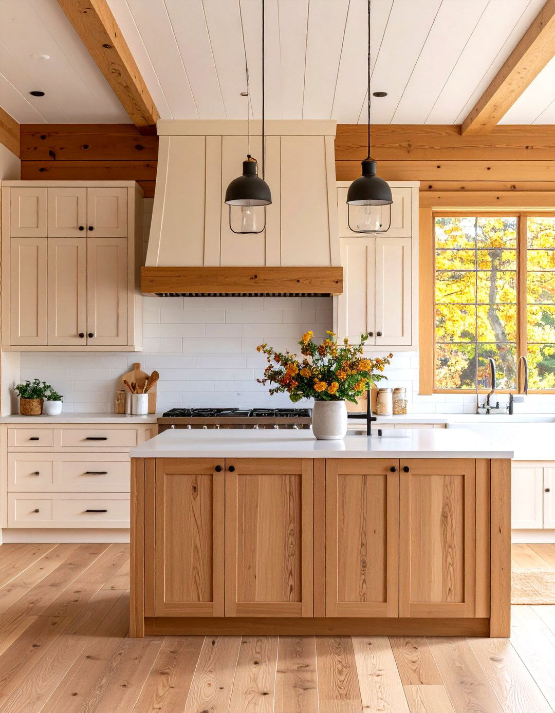 Warm Honey Oak Shiplap Elegance - 24 Shiplap Backsplash Ideas for Your Kitchen