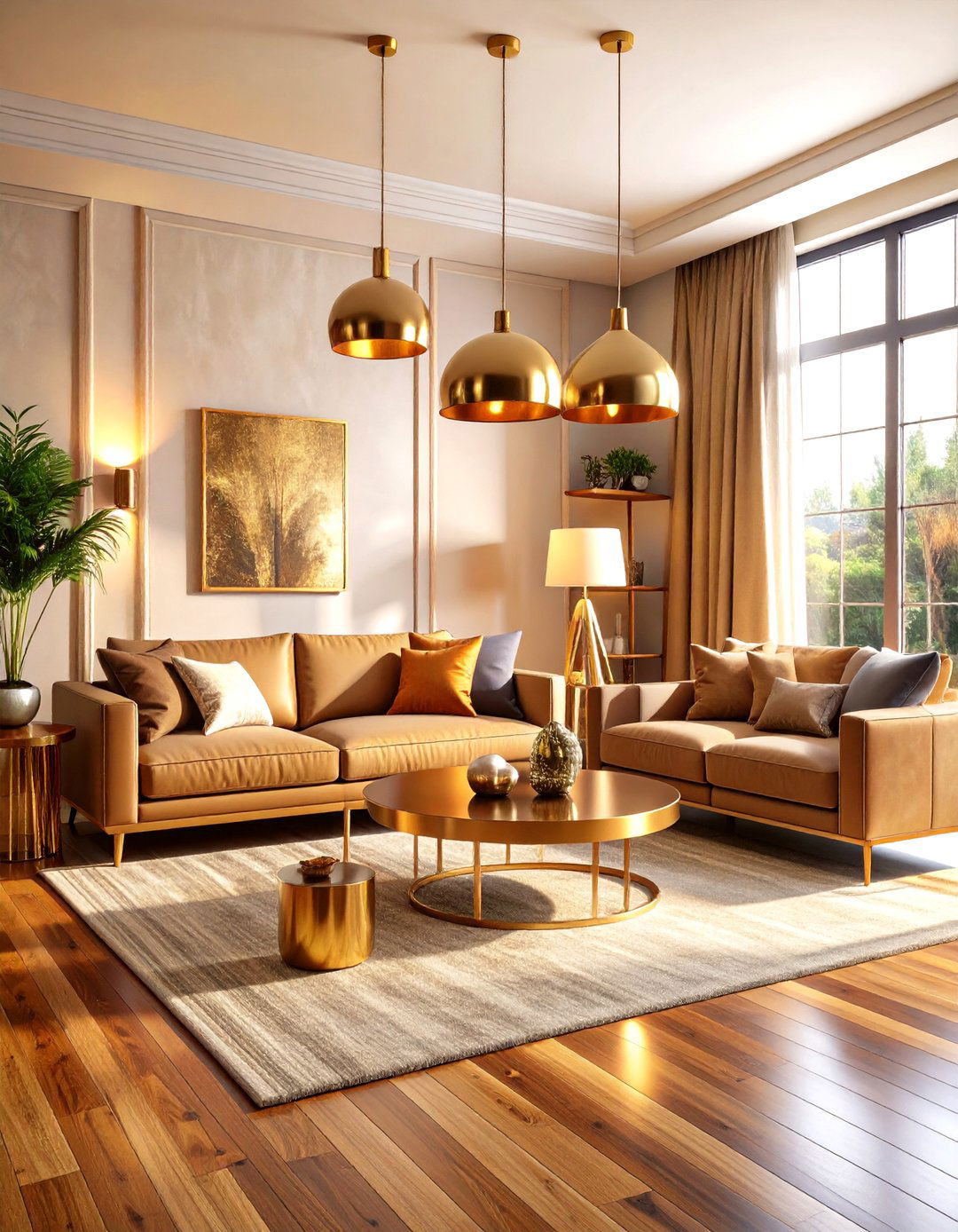 Warm Metallic Accents Living Room - 24 Luxury Living Room Ideas
