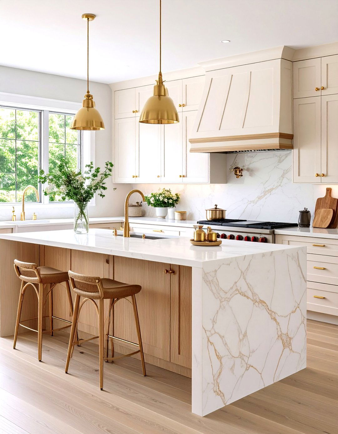 Warm Neutral Cream Quartz Surfaces - 24 Quartz Kitchen Countertops