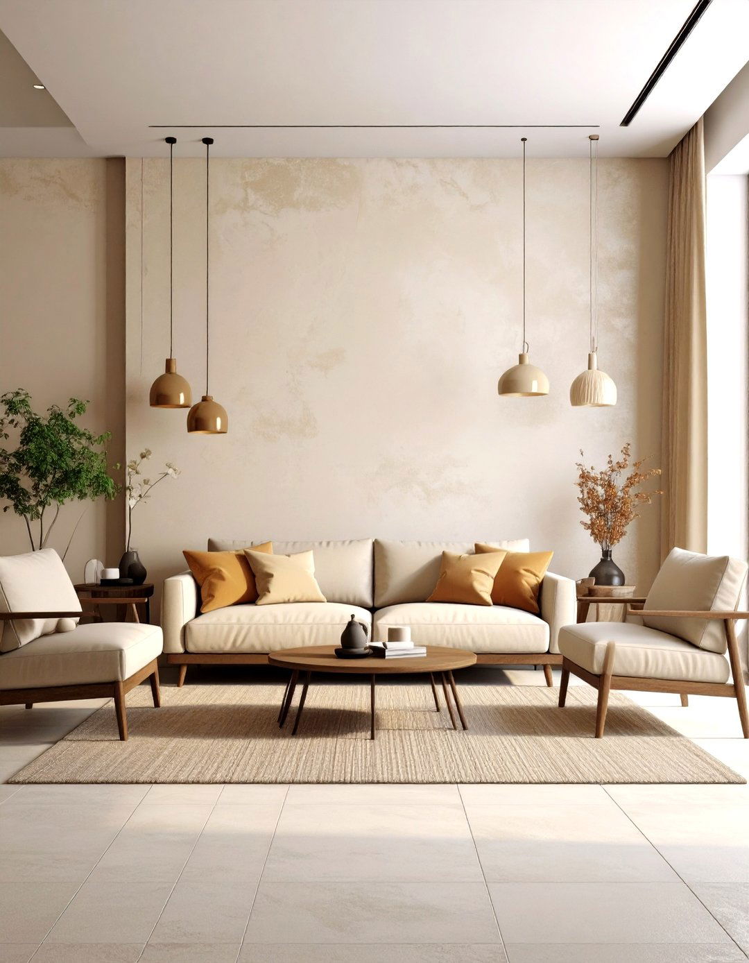 Warm Neutral Texture Combinations - 24 Living Room Accent Wall Ideas
