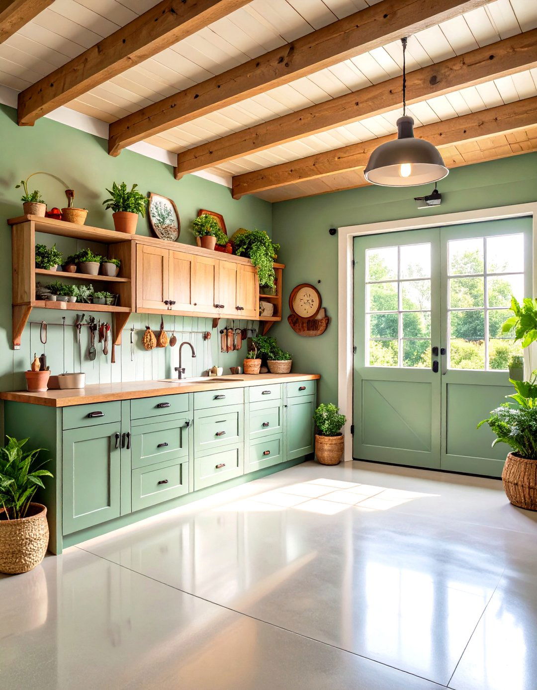 Warm Sage Green Sanctuary - 24 Garage Wall Paint Ideas