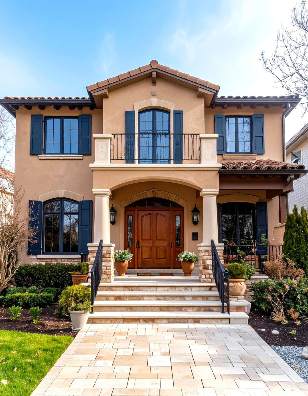 Warm Taupe Mediterranean Style - 24 Painted Brick Houses