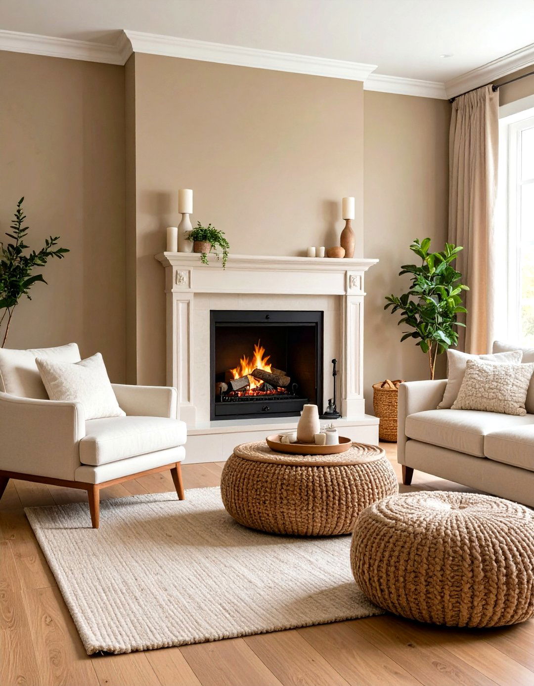 Warm Taupe Neutral Harmony - 24 Fireplace Paint Ideas