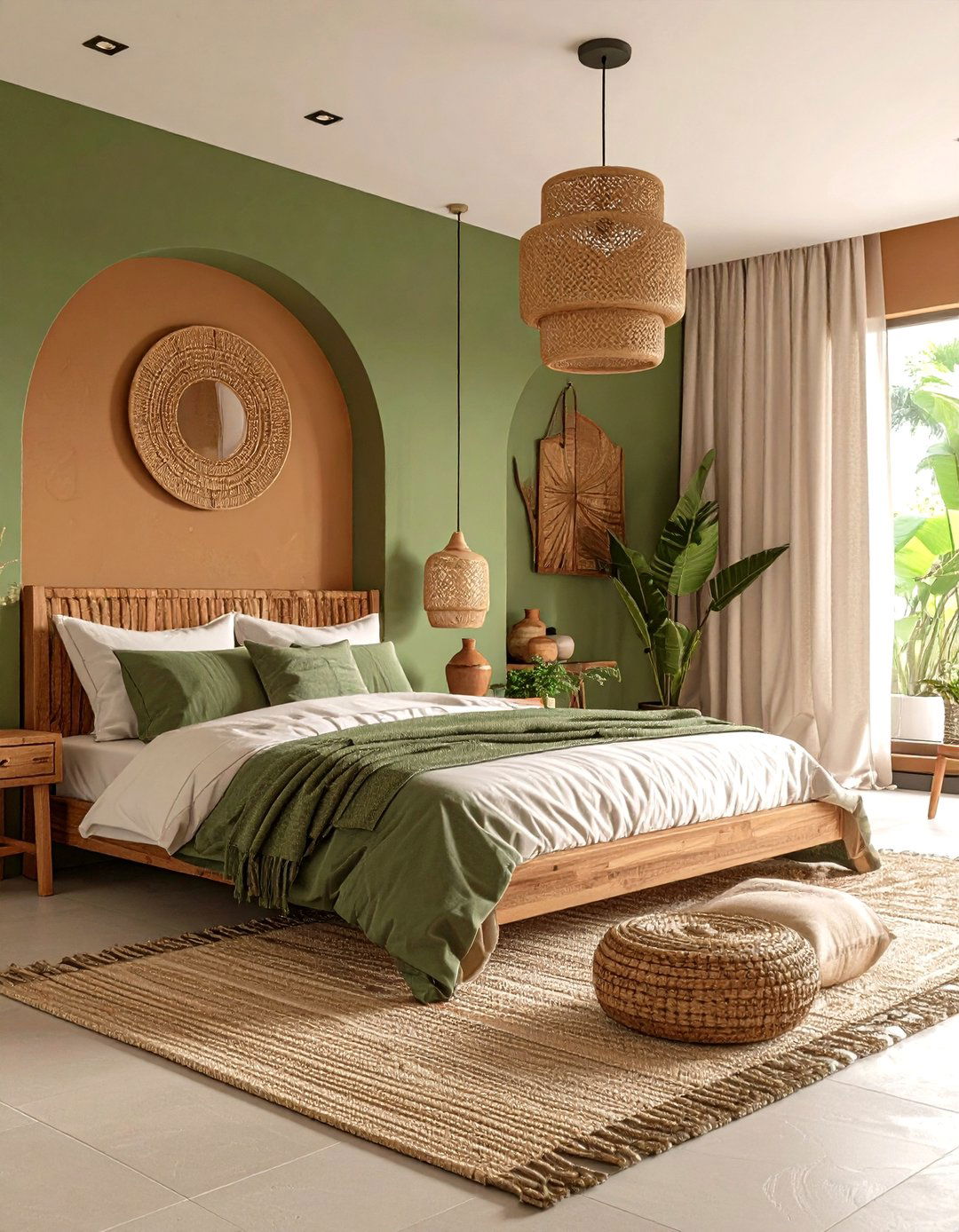 Warm Taupe and Sage Green Earthy Sophistication - 24 Bedroom Painting Ideas With Two Colors