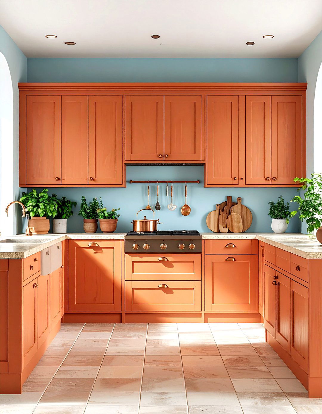 Warm Terracotta Earth Cabinet Tones - 24 Painting Kitchen Cabinet Ideas