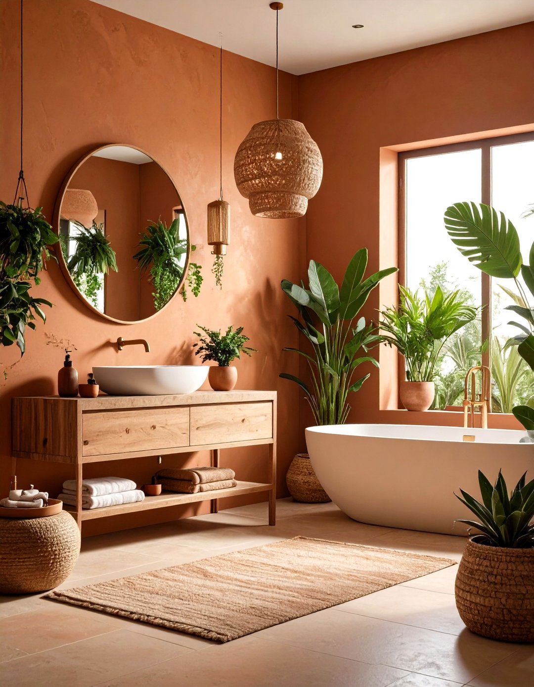 Warm Terracotta Earth Tones - 24 Colorful Bathroom Ideas