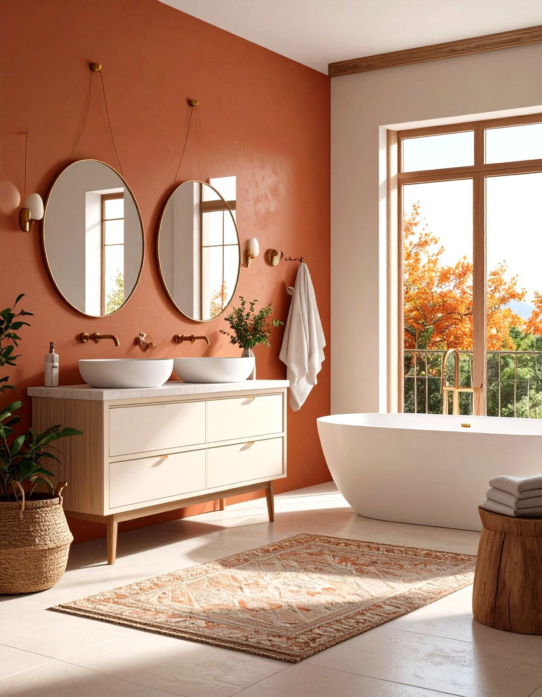 Warm Terracotta and Cream Mediterranean Style - 24 Hallway Bathroom Ideas