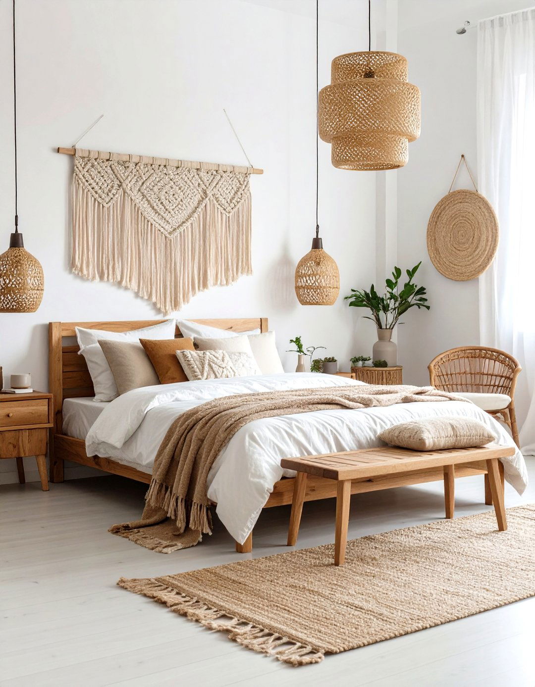 Warm White Bedroom with Natural Wood - 24 Bedroom Paint Colors