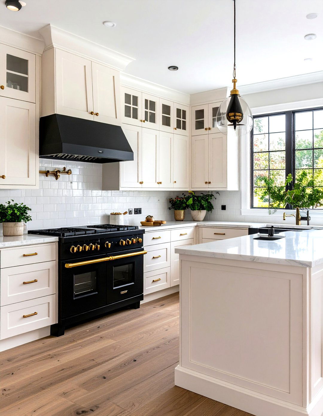 Warm White Cabinets with Black Appliances - 24 What Color Cabinets Go With Black Appliances