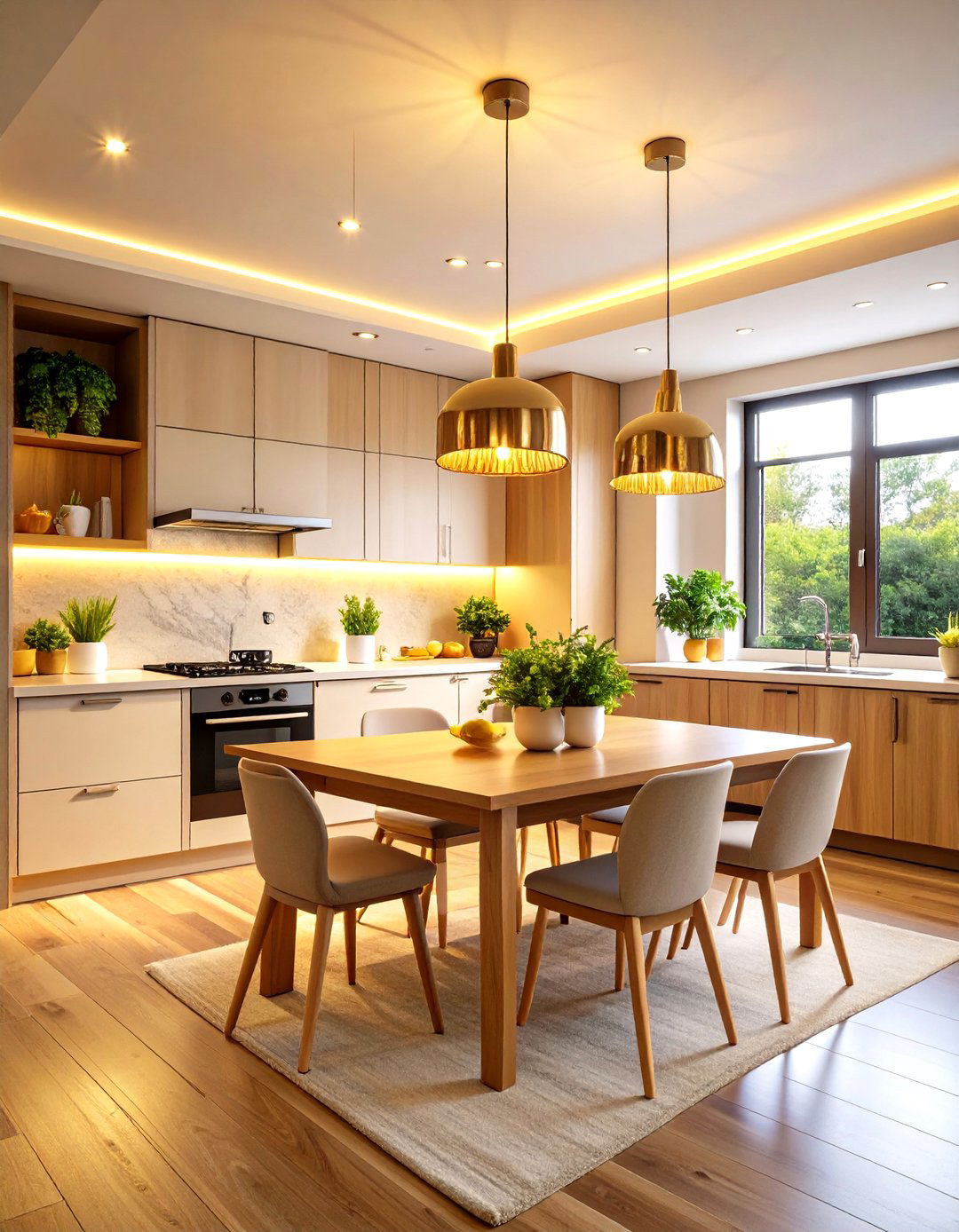 Warm White LED Cozy Atmosphere - 24 Kitchen Lighting Ideas