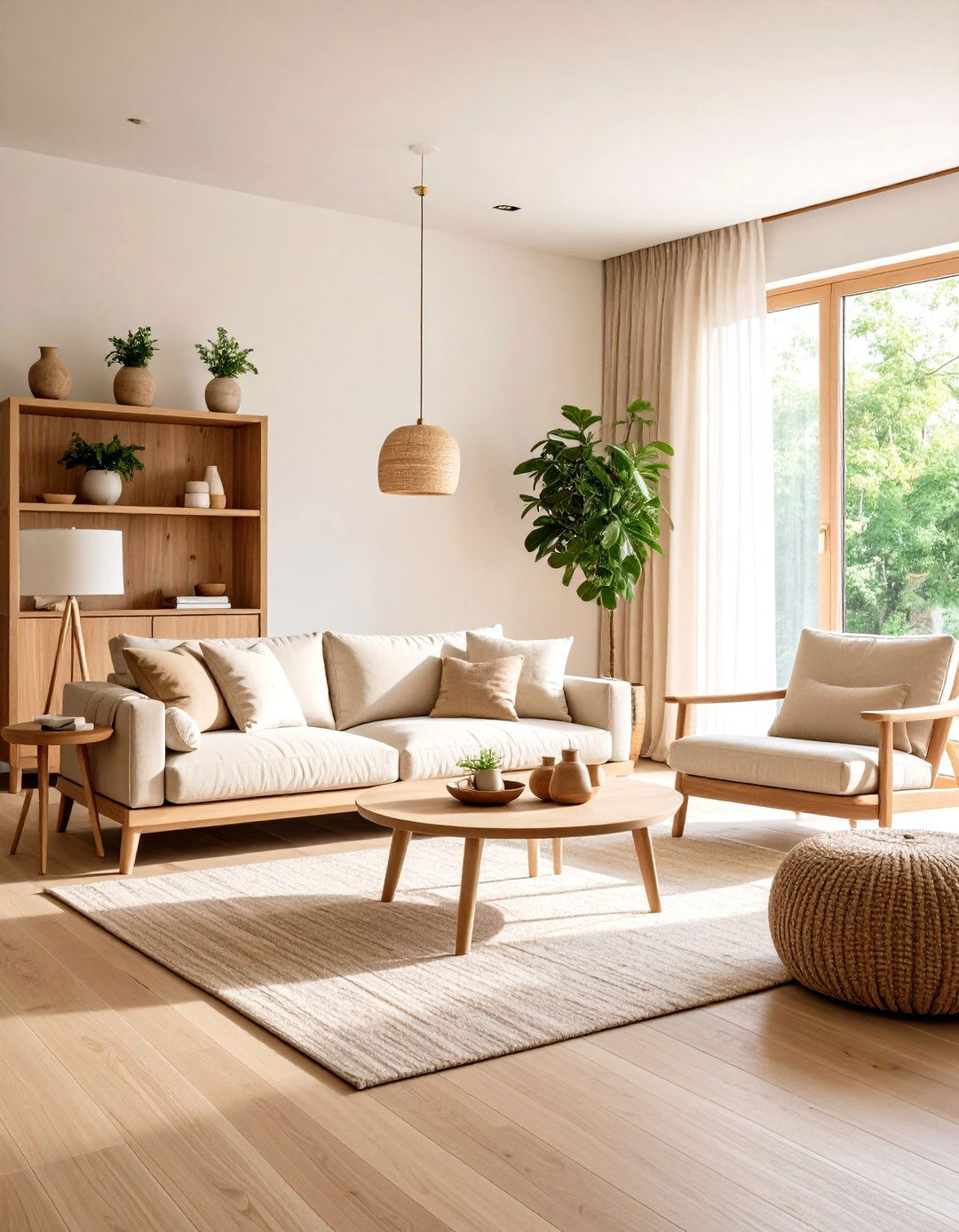 Warm Wood Cream Harmony - 24 Cream Living Room Ideas