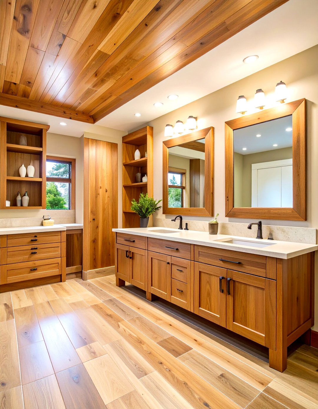 Warm Woods Basement Bathroom - 24 Basement Bathroom Ideas